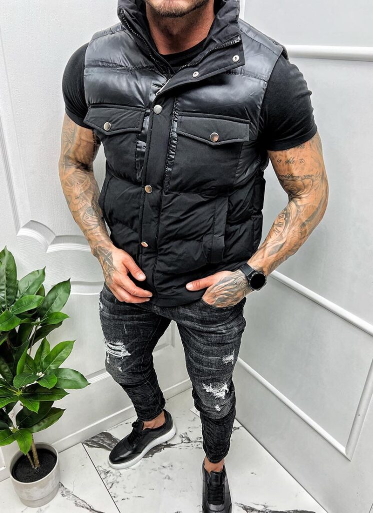 Vestă barbati neagra buzunare frontale E1232-1