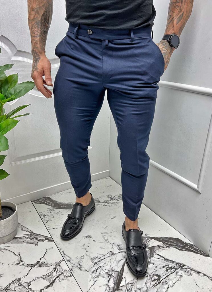Pantaloni eleganti pentru iarna navy P9252-2