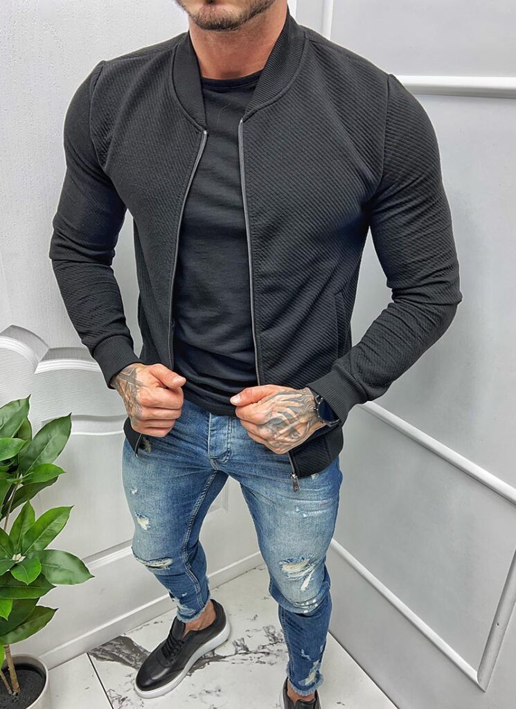 Jacheta barbati neagra cu relief K3472-1