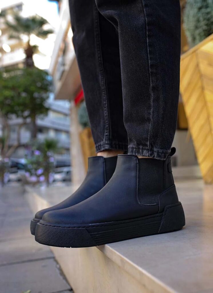 Ghete barbati negre piele eco