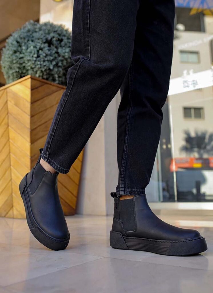 Ghete barbati negre piele eco
