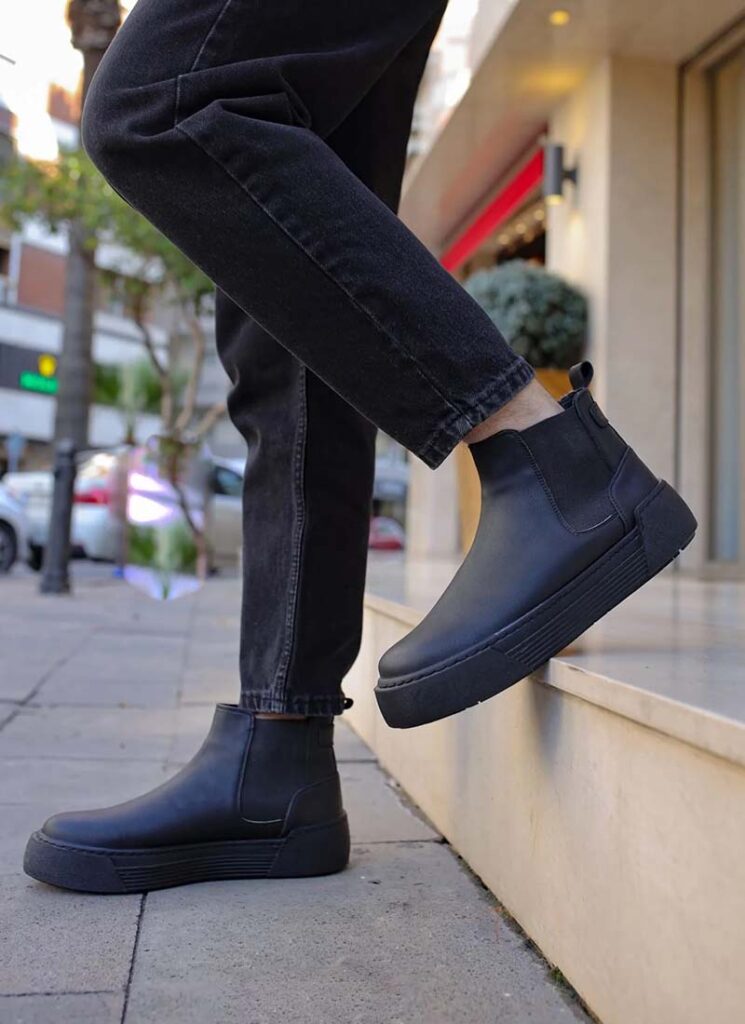 Ghete barbati negre piele eco