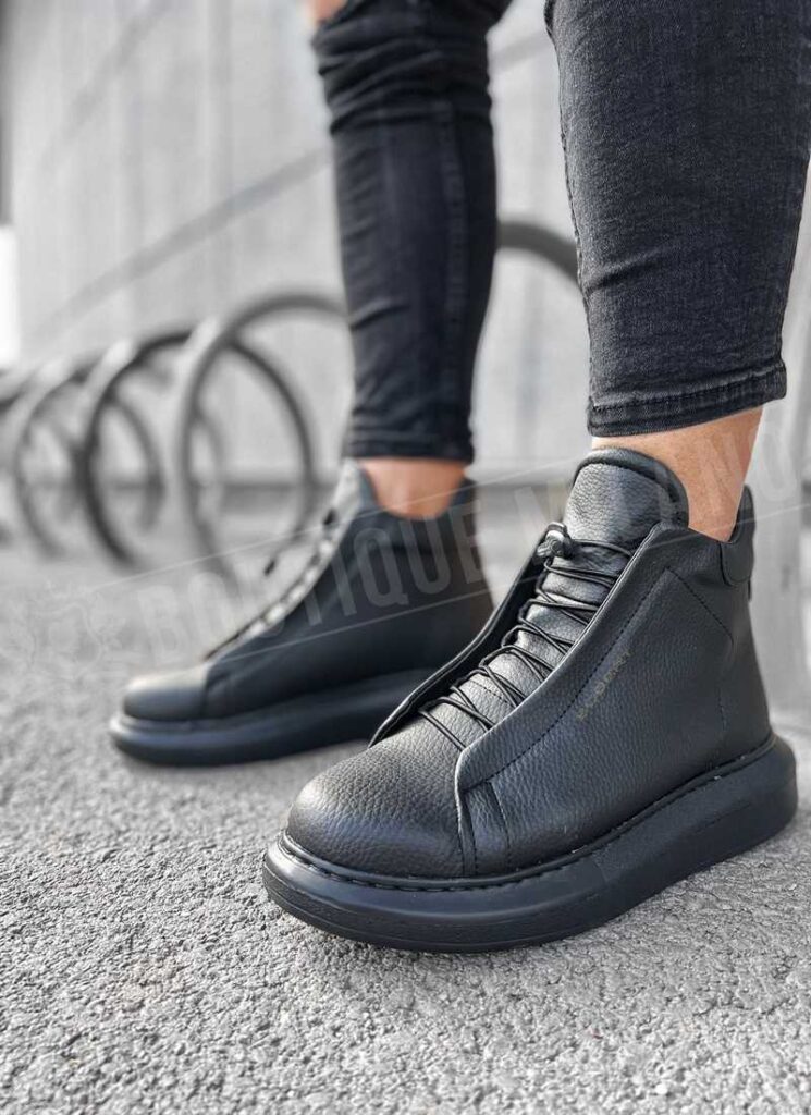 Ghete negre pentru barbati cu sirete elastice