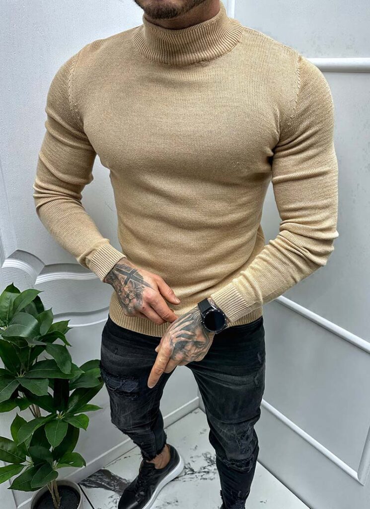 Bluza barbateasca bej semipolo