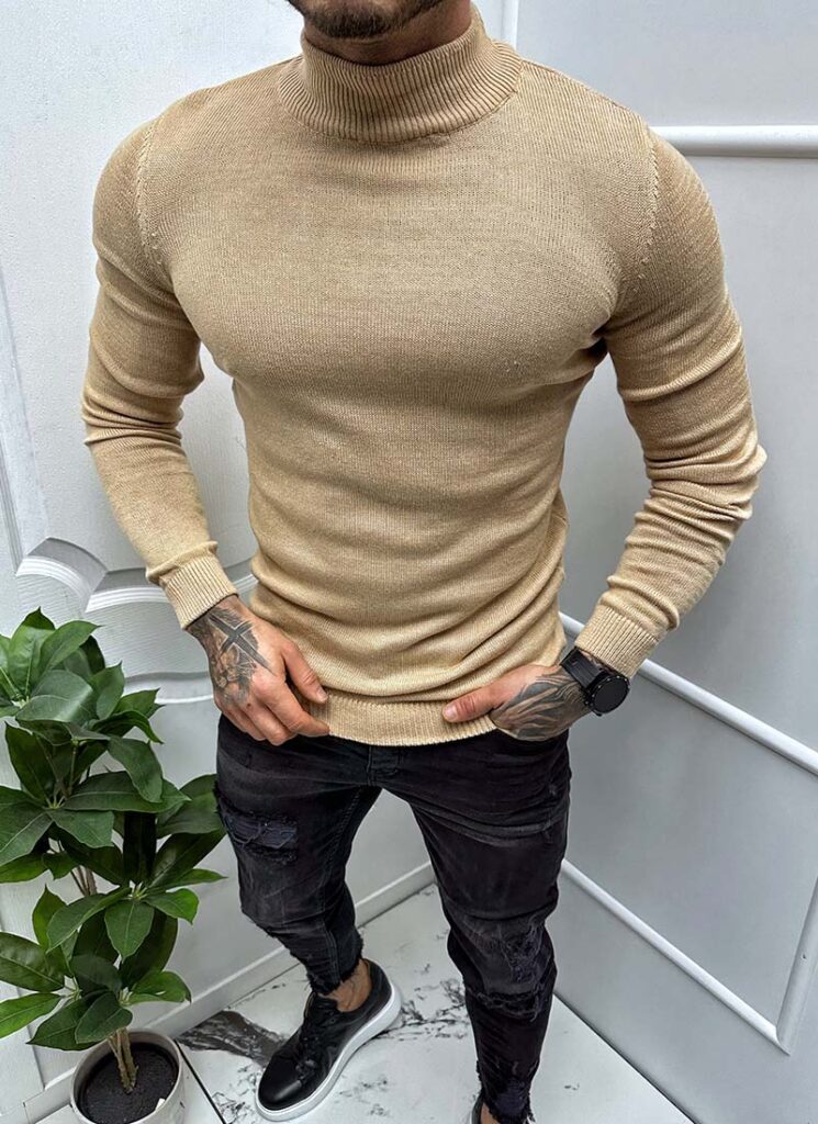 Bluza barbateasca bej semipolo