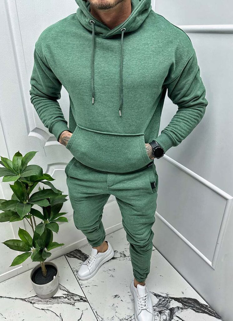 Trening barbati verde inchis simplu