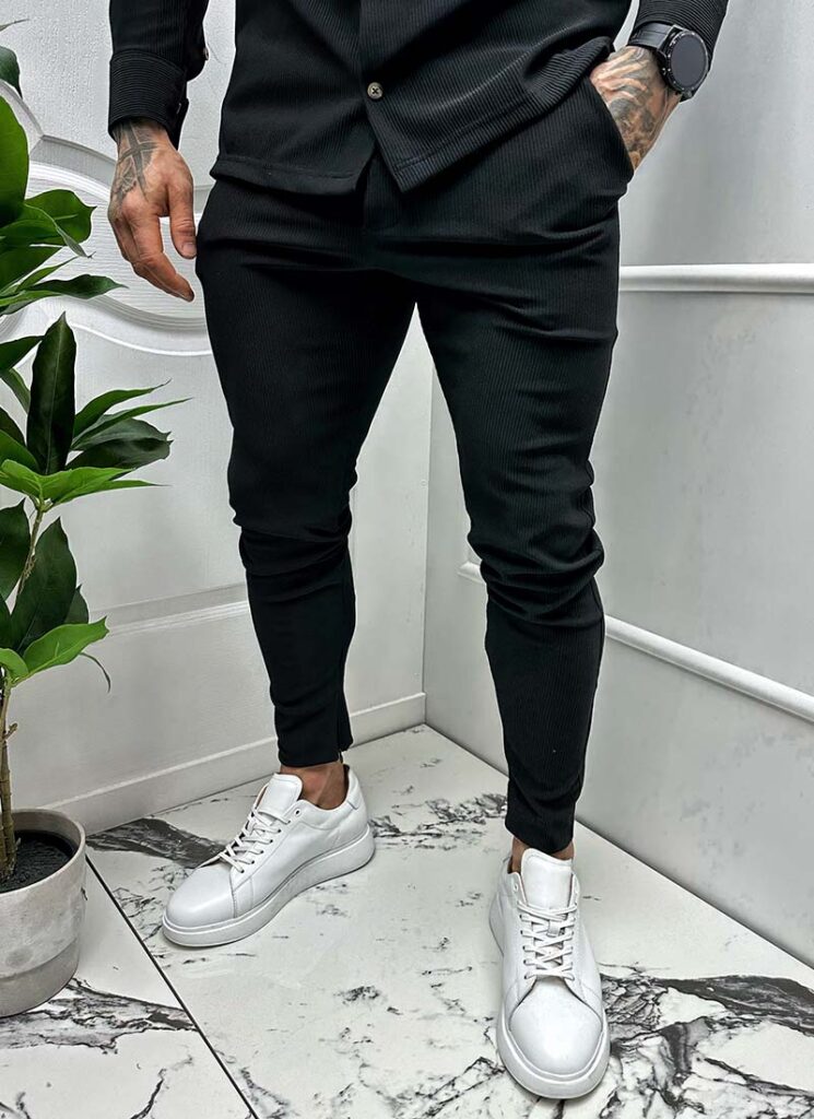 Compleu barbatesc negru cu camasa