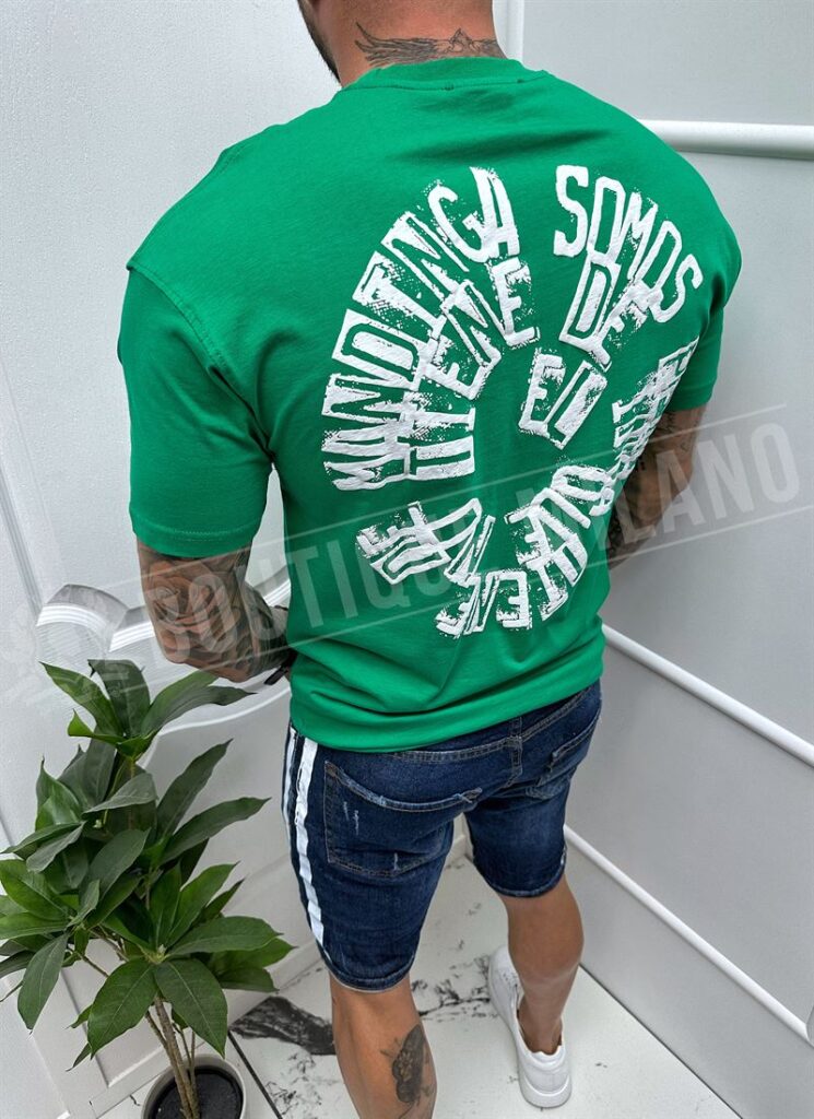 Tricou barbatesc verde cu imprimeu