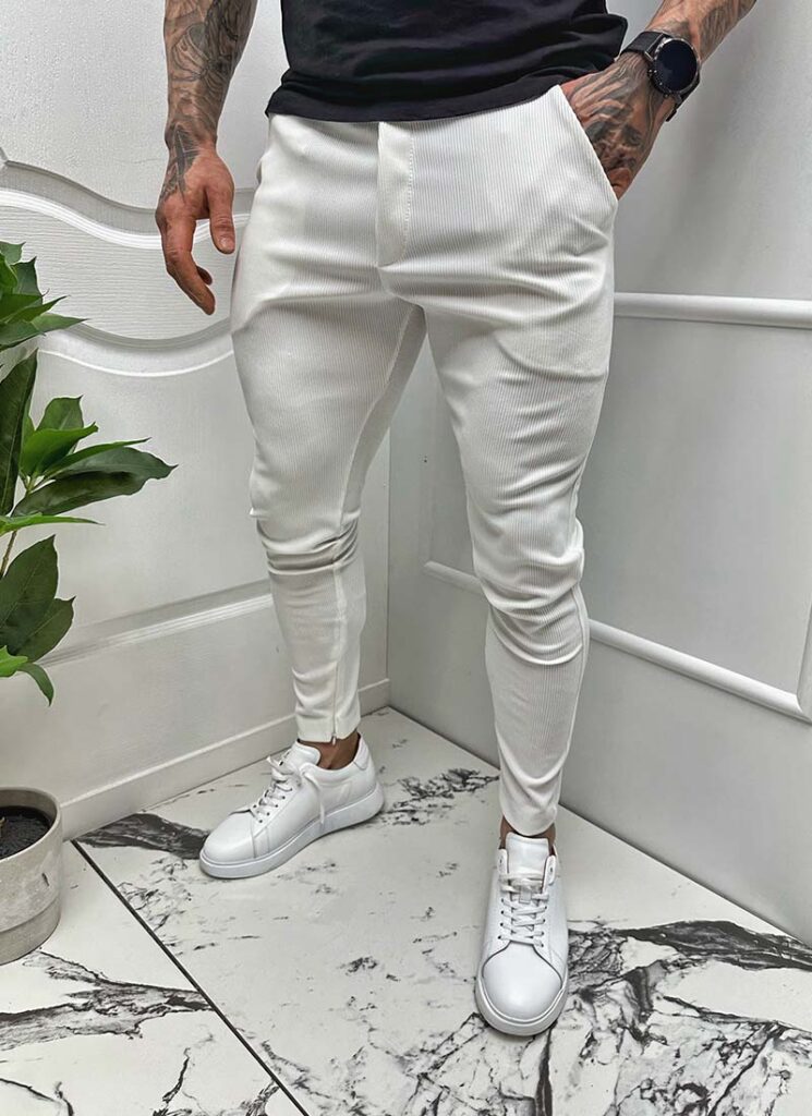 Pantaloni pentru barbati casual alb