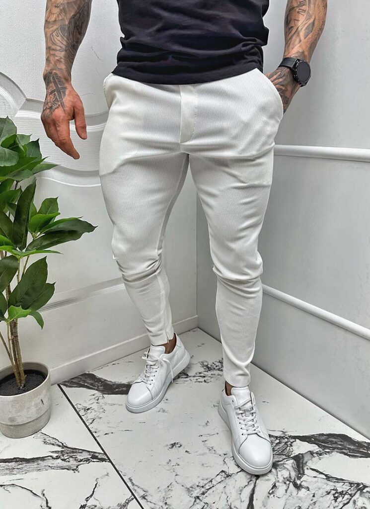 Pantaloni pentru barbati casual alb