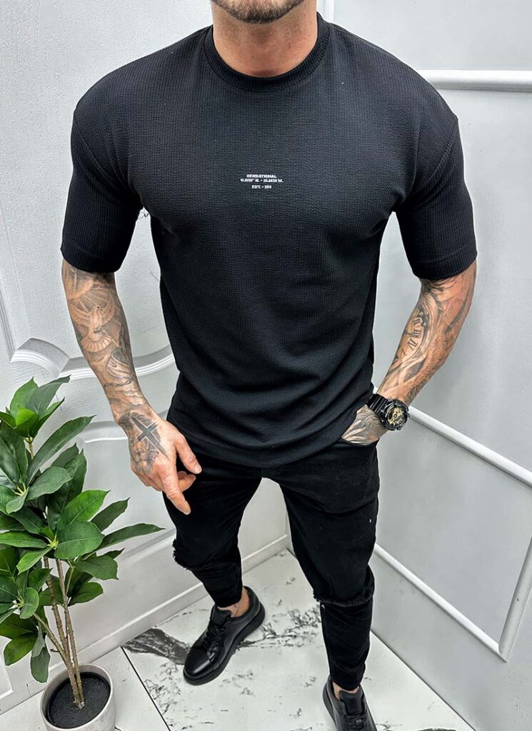 Tricou pentru barbati negru cu imprimeu