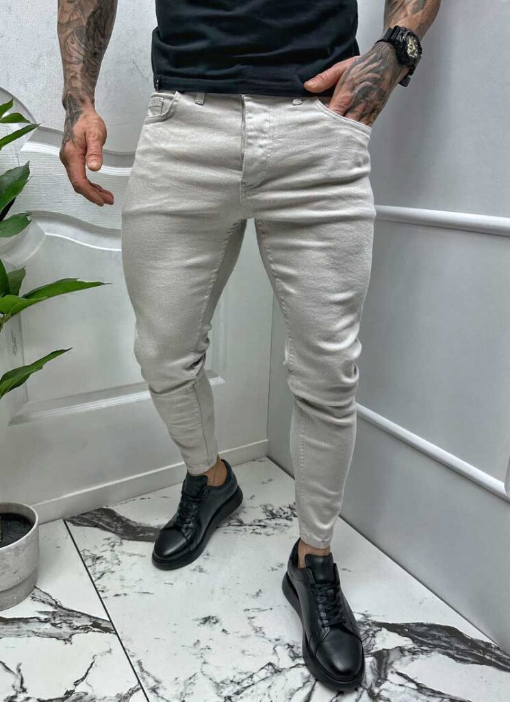 Blugi barbati in culoare gri model simplu