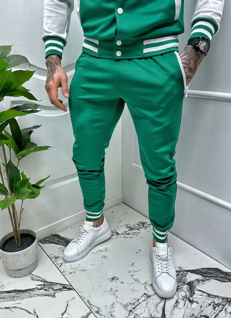 Compleu barbatesc verde cu top tip jacheta