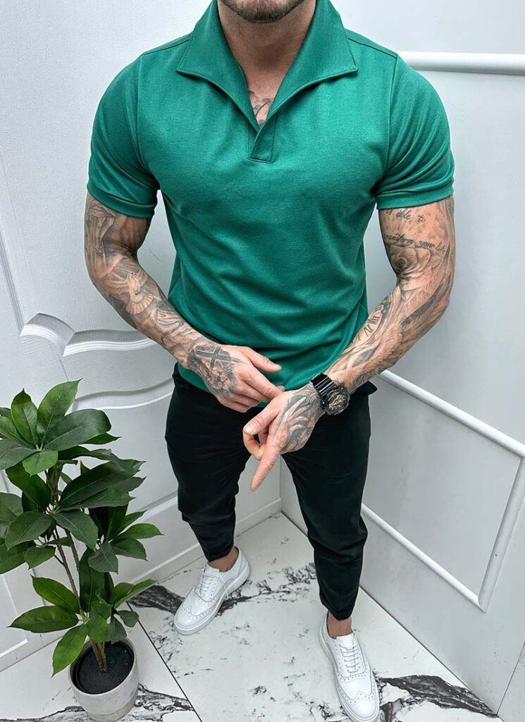 Tricou barbati elegant verde
