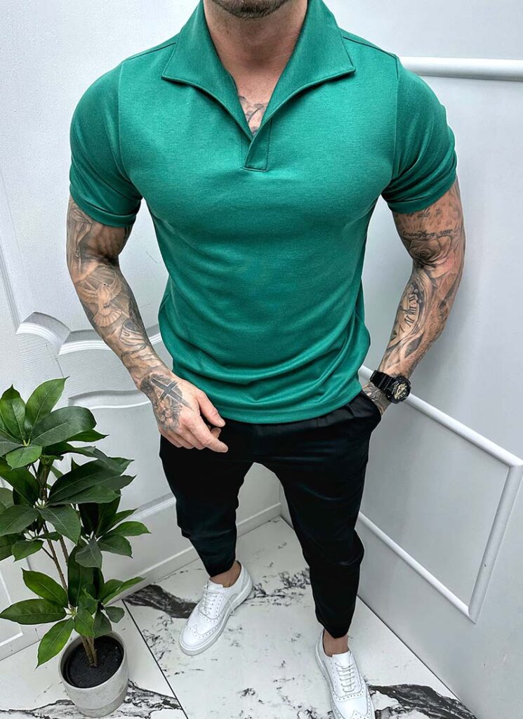 Tricou barbati elegant verde