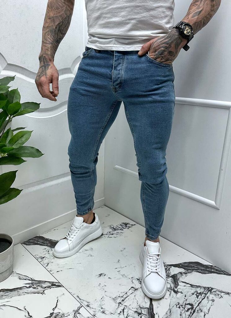 Blugi barbati albastri model simplu