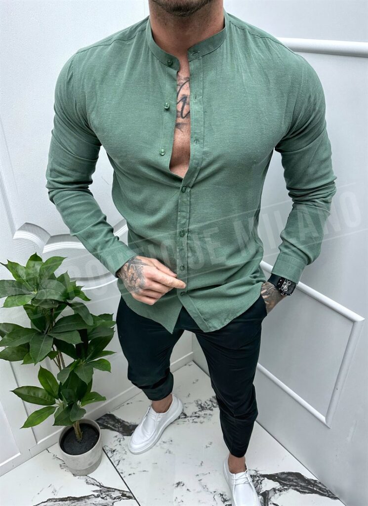 Camașa barbateasca din IN culoarea verde inchis