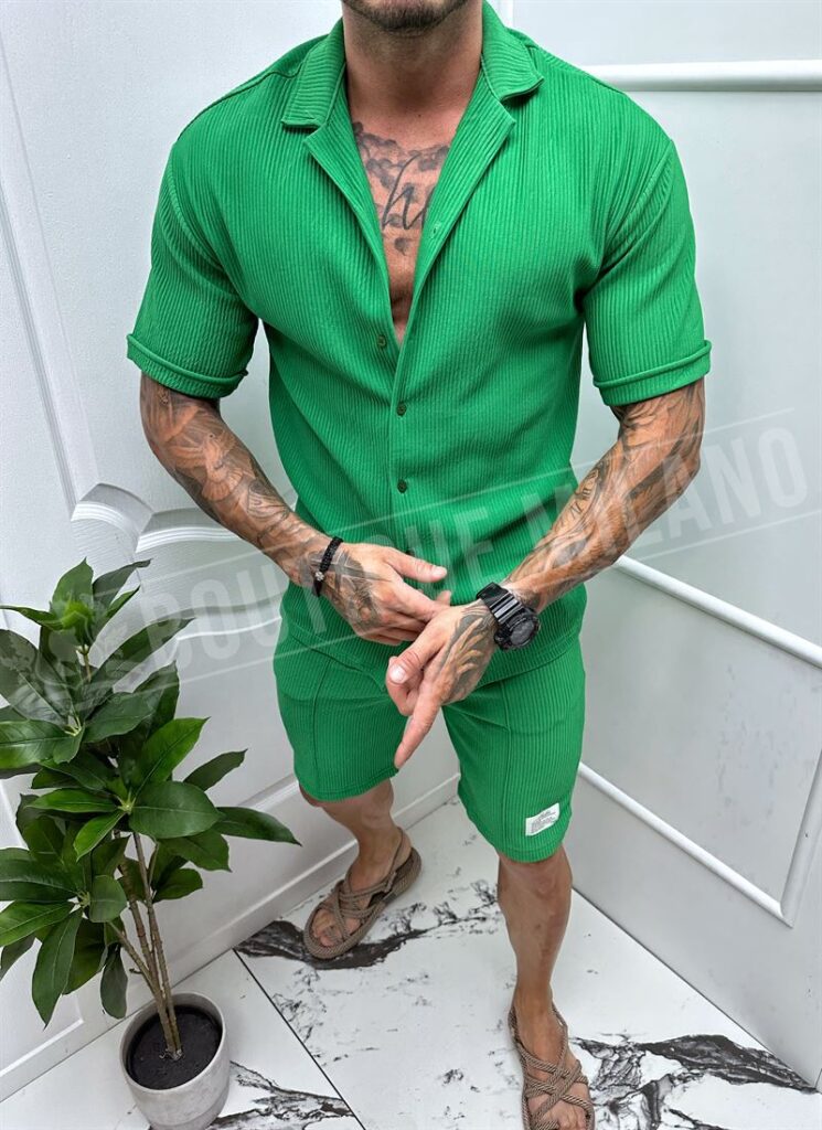 Compleu barbati scurt culoare verde