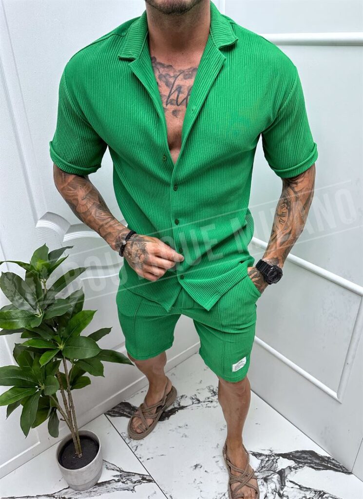 Compleu barbati scurt culoare verde