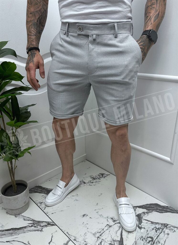 Pantaloni barbati scurti gri