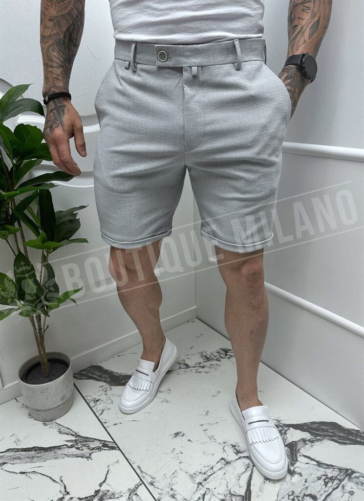 Pantaloni barbati scurti gri
