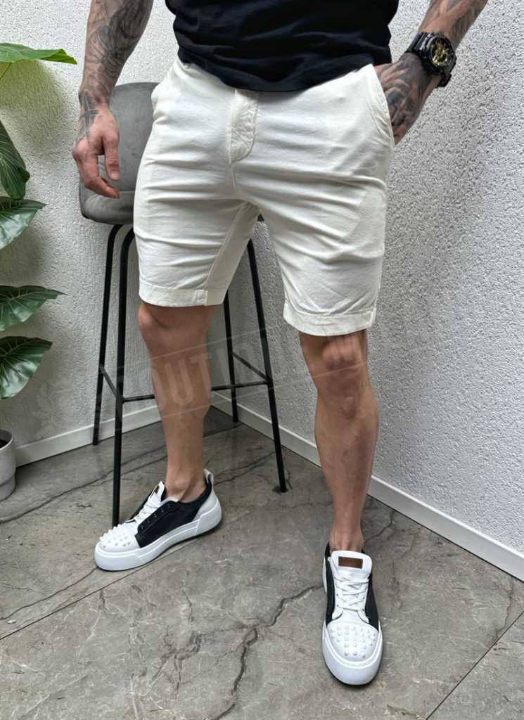 Pantaloni barbati scurti ecru KP1014-2