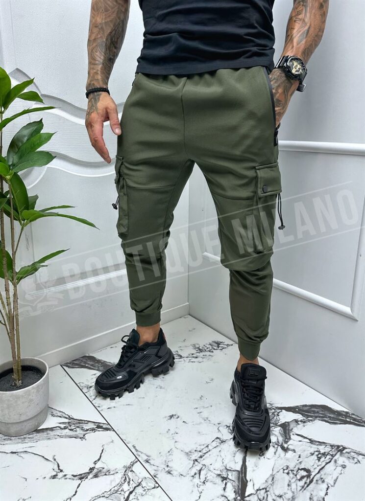 Pantaloni barbatesti casual sport verzi 