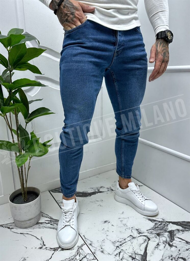 Blugi barbatesti albastri model simplu