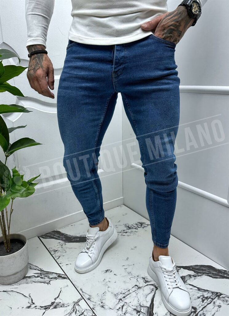 Blugi barbatesti albastri model simplu