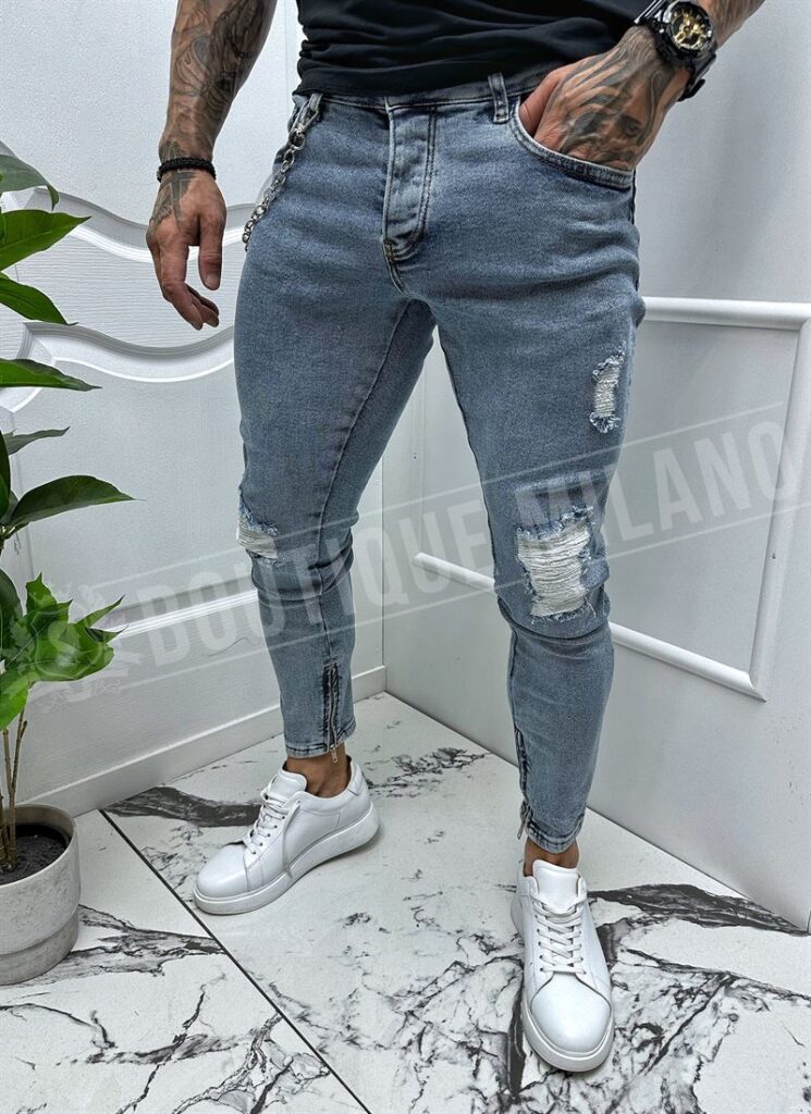 Blugi barbatesti albastri dechis cu fermoar