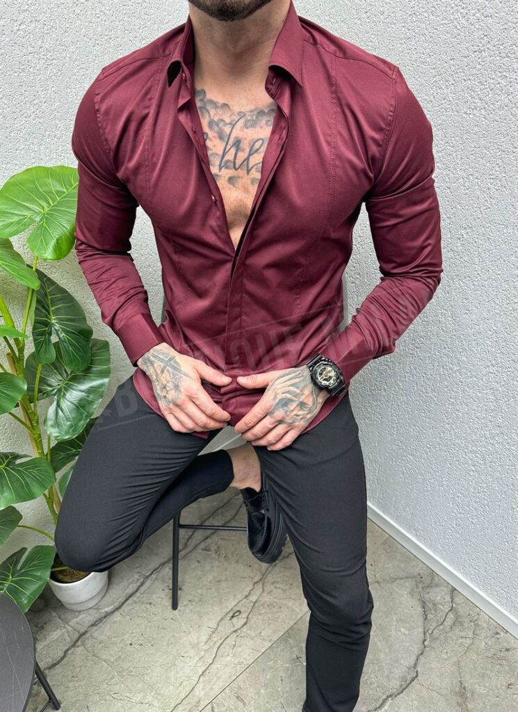 Camașa barbateasca elegantă culoare bordo