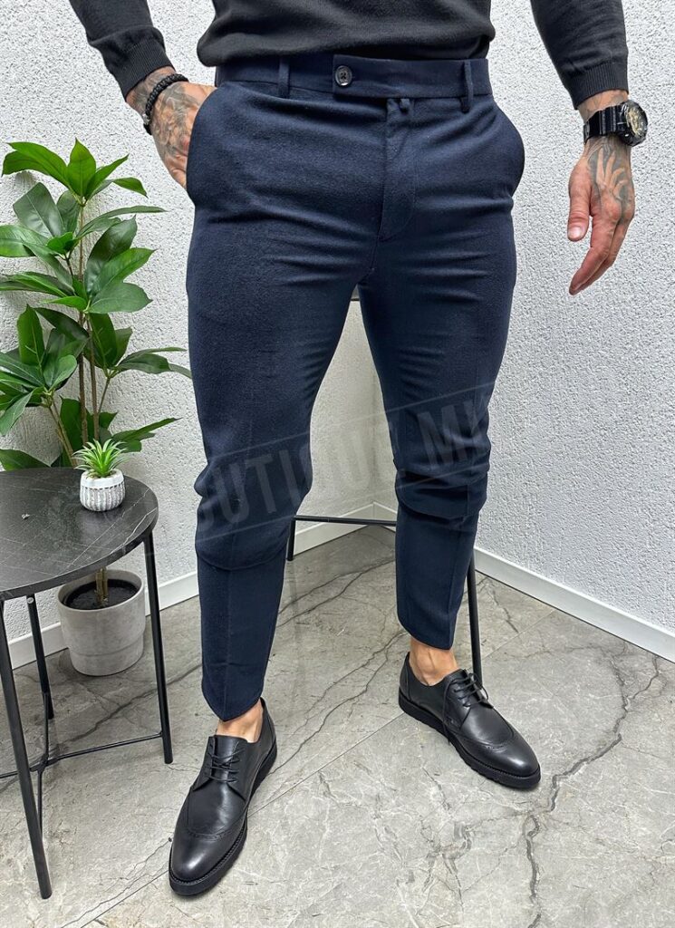Pantaloni barbati eleganti albastri pentru iarna