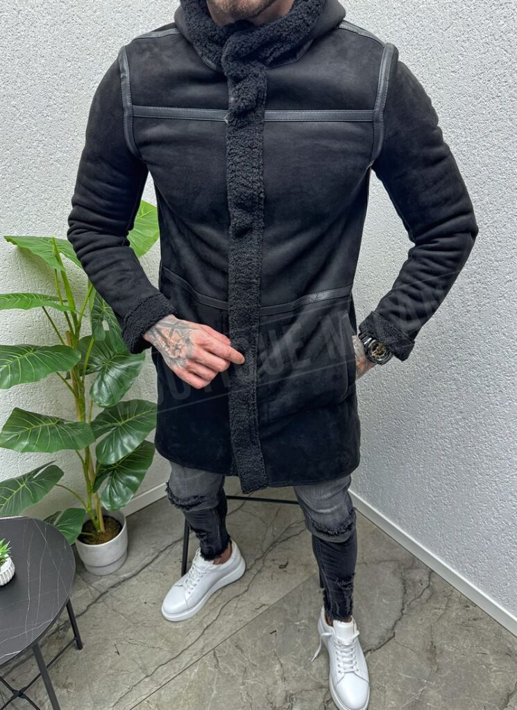 Geaca barbati de piele intoarsa lung din nubuc