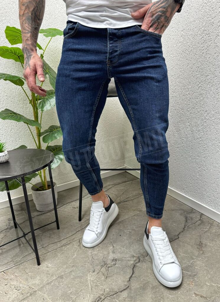 Blugi barbatesti albastru denim inchis simpli A8950