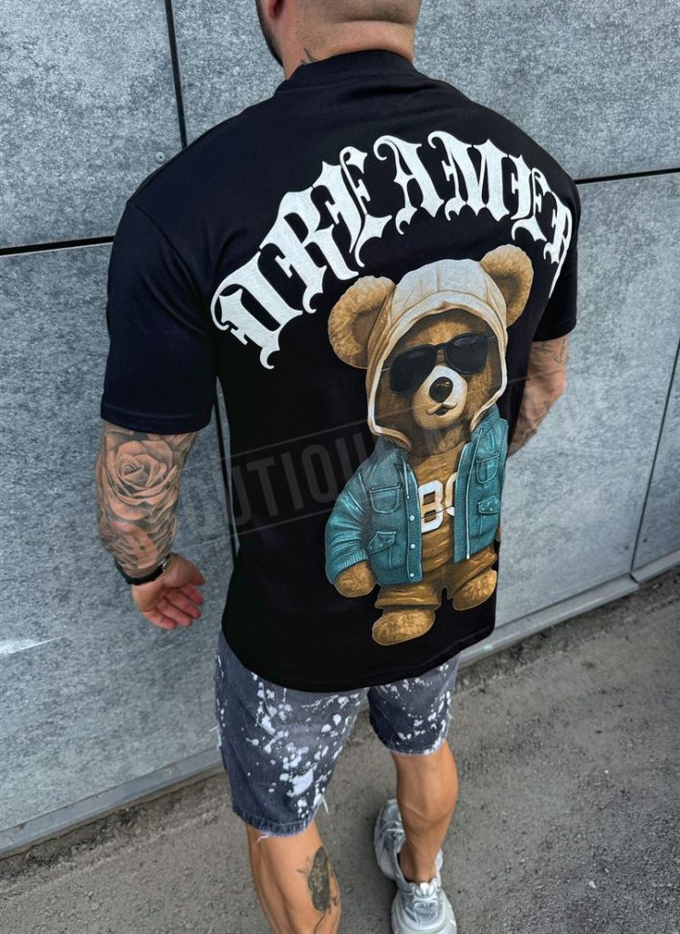 Tricou pentru barbati negru cu stamp "DREAMER"