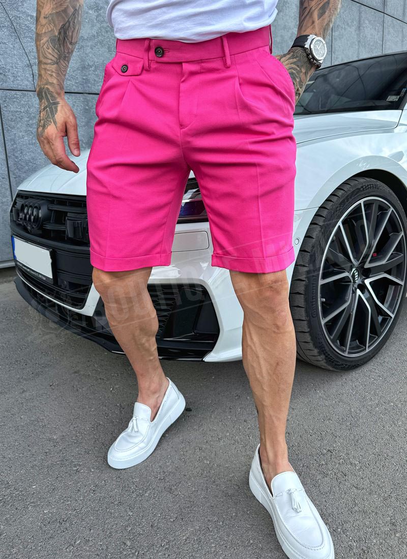 Pantaloni pentru barbati scurti roz inchis