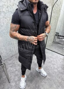 Vestă pentru barbati neagra lunga E020-1