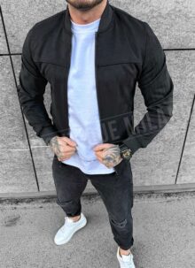 Geaca barbati neagra din catifea model simplu K656-1