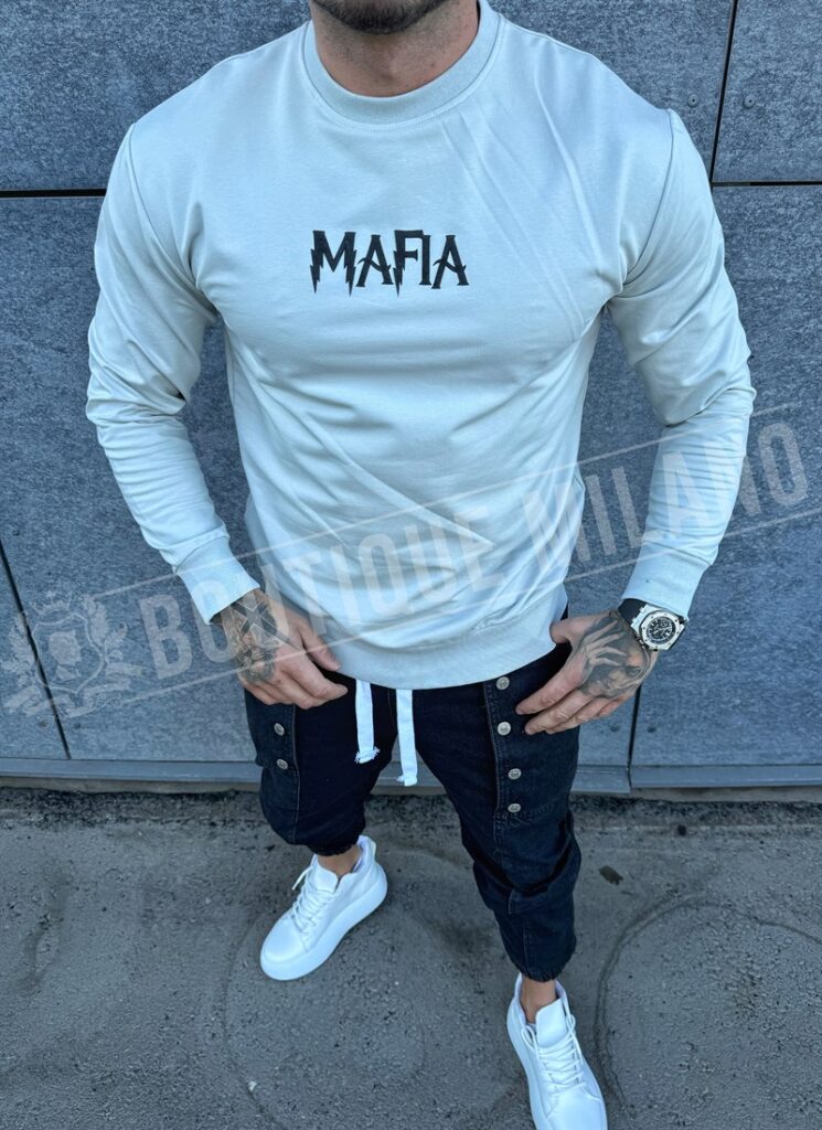 Bluza barbateasca gri cu stamp