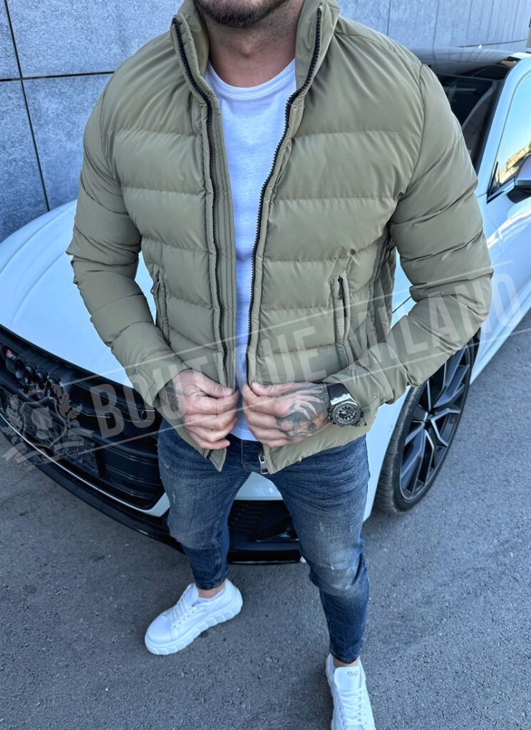 Geaca barbateasca khaki model simplu