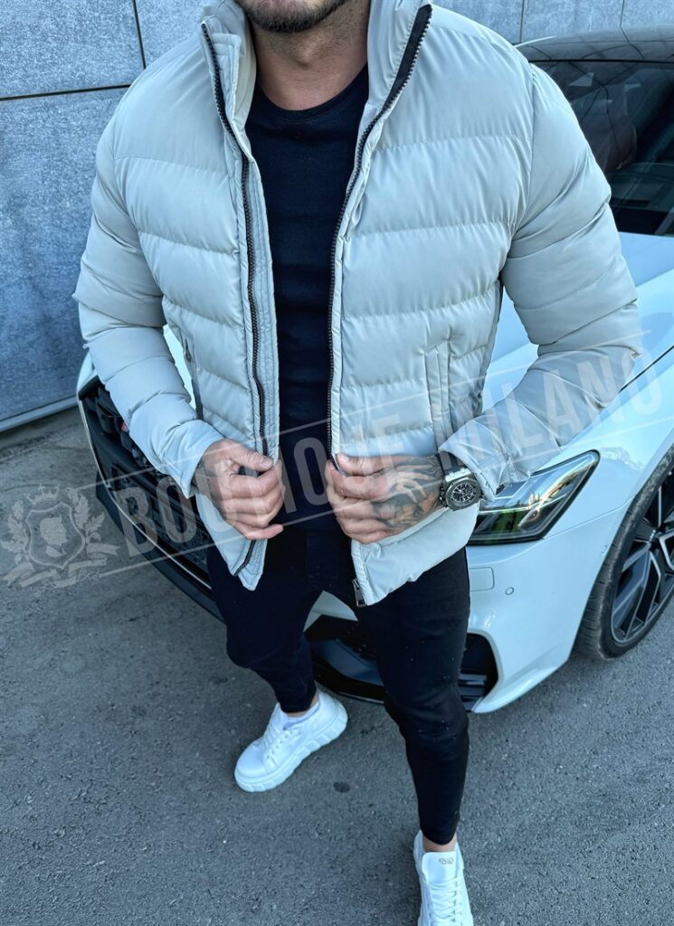 Geaca barbateasca gri deschis model simplu
