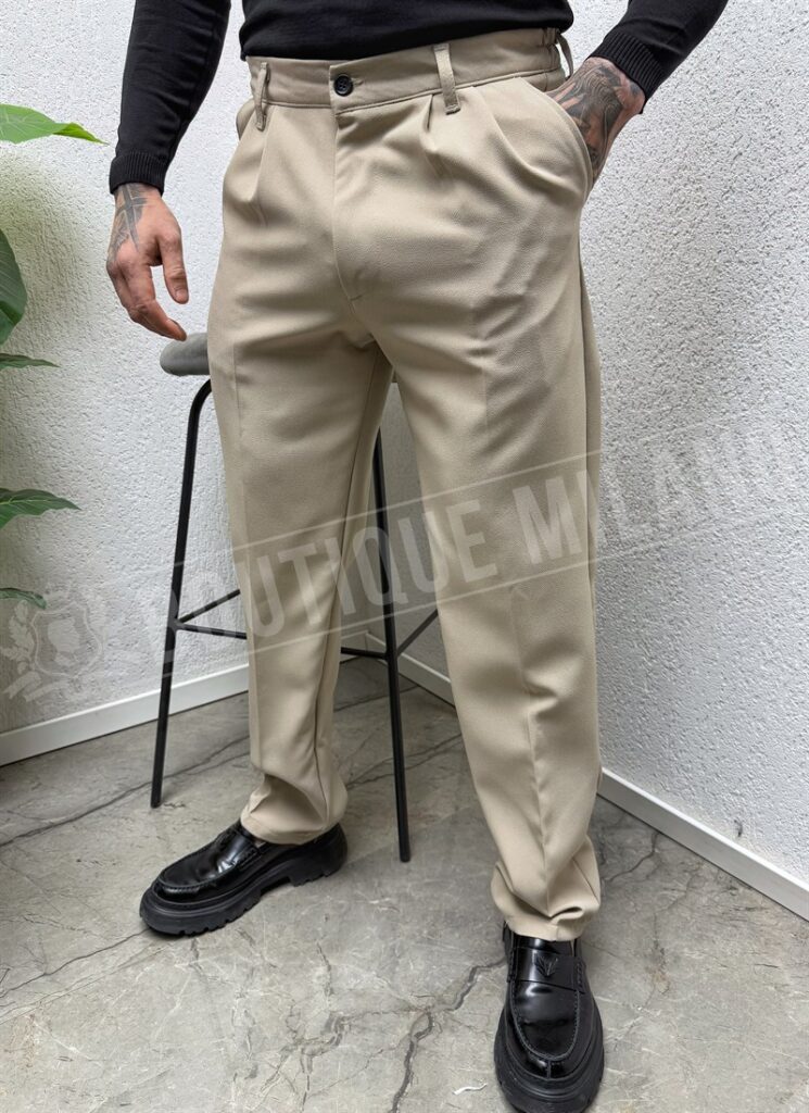 Pantaloni barbatesti sport-elegant în bej