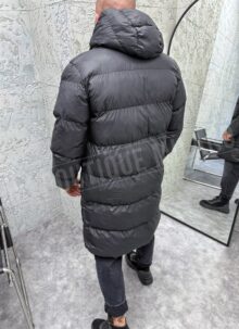 Geaca barbateasca neagra lunga cu gluga detasabila K10020