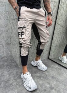 Pantaloni barbatesti casual sport bej C8208-2