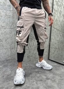 Pantaloni barbatesti casual sport bej C8208-2