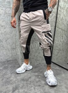 Pantaloni barbatesti casual sport bej C8208-2