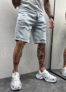 Blugi barbatesti denim deschis scurti KD1185