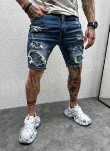 Blugi barbatesti scurti albastri rupti KD4011-2