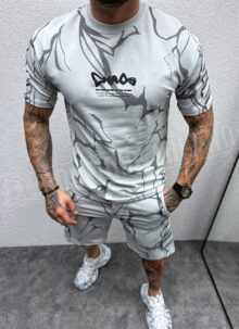 Compleu barbatesc gri cu imprimeu “chaos”