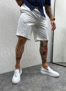 Compleu barbatesc cu camasa albastra si pantaloni albi L2493-1